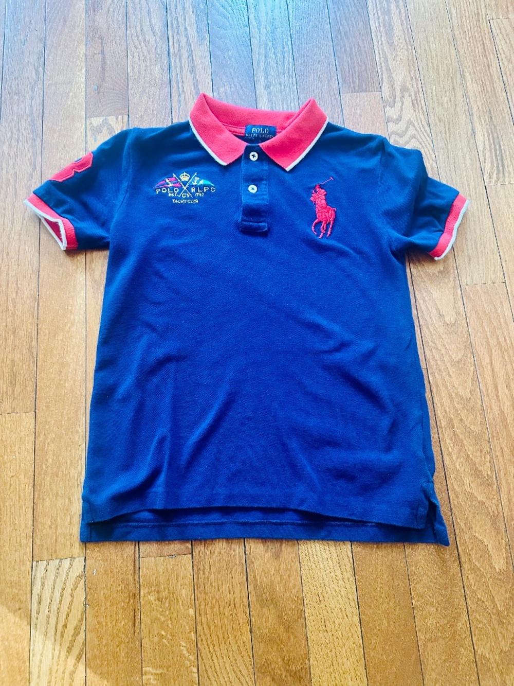 Polo Ralph Lauren Boys Navy Big Pony Crest Polo Shirt Size 7